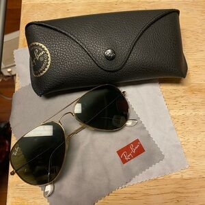 Ray-Ban Gold and Black Aviator Sunglasses